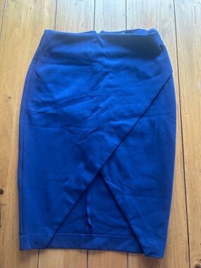 Express Cobalt Blue Wrap-Front Pencil Skirt